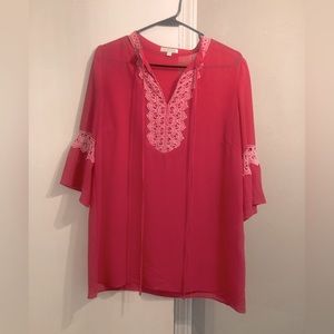 Jade brand Pink Appliquéd Lace Top